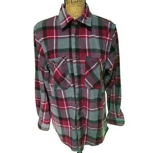 DOMINI | Fleece Long Sleeve Button Down Plaid Shirt | Medium